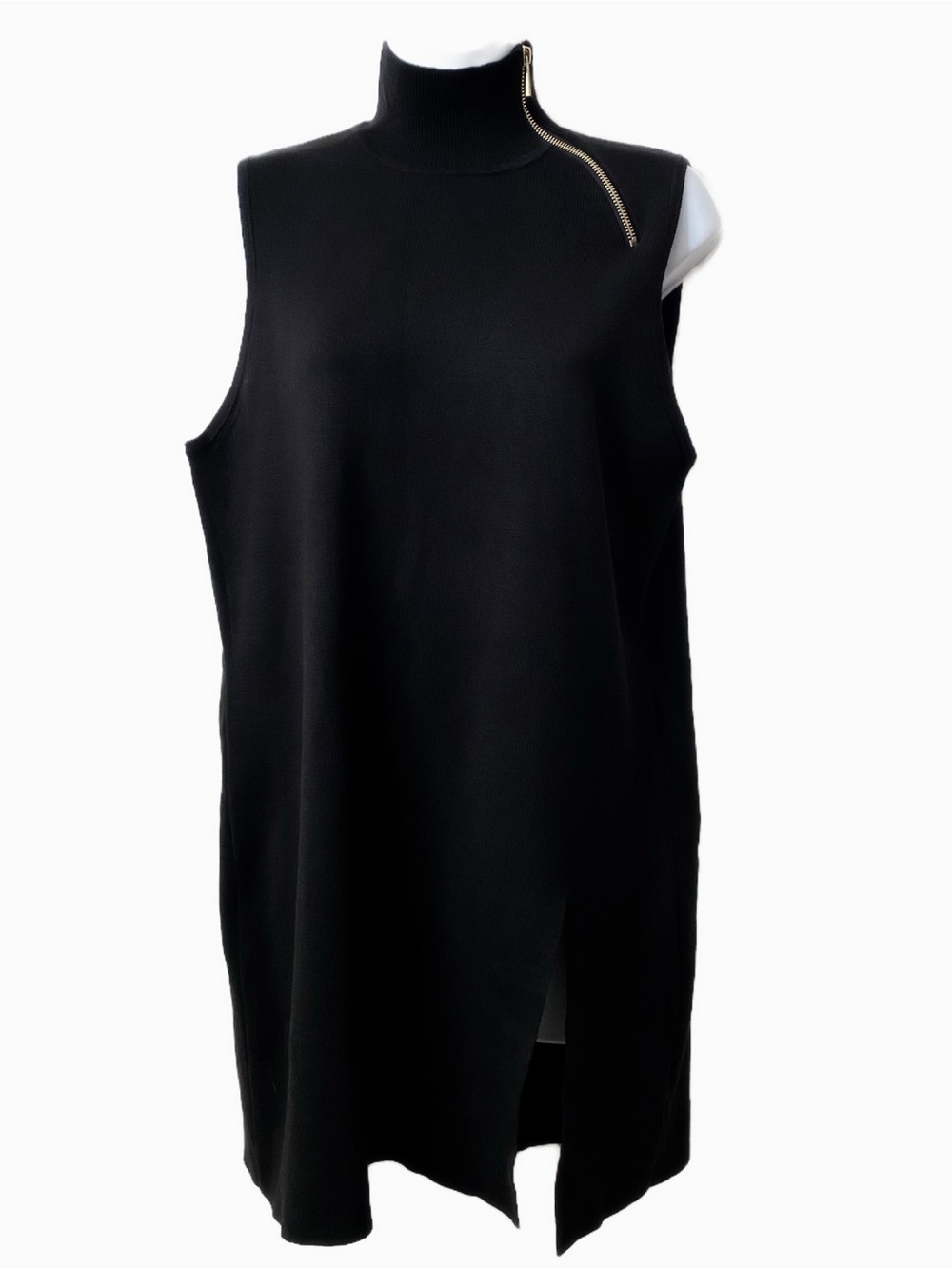 Mini Dress Cable & Gauge Turtleneck Knit Zipper Detail Minimalist Quiet Luxury
